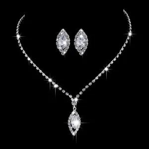 Bride Classic Rhinestone Decorative Necklace And Earrings Set