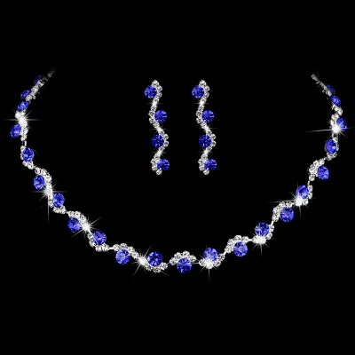 Bride Fashion Rhinestone Decorative Necklace And Earrings Set, Women's Copper Claw Chain