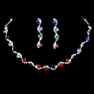 Bride Fashion Rhinestone Decorative Necklace And Earrings Set, Women's Copper Claw Chain