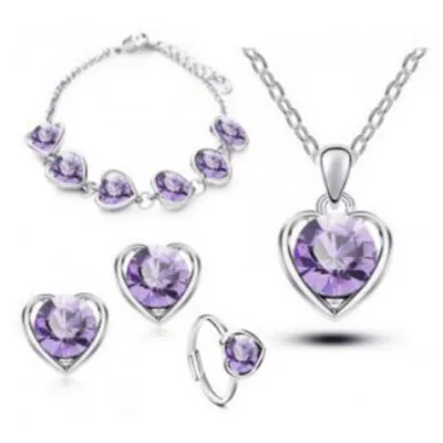 4pcs/set Women Rhinestone Fashion OL Jewelry Set With Crystal Pendant