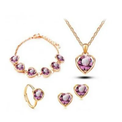 4pcs/set Women Rhinestone Fashion OL Jewelry Set With Crystal Pendant