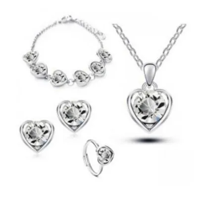 4pcs/set Women Rhinestone Fashion OL Jewelry Set With Crystal Pendant