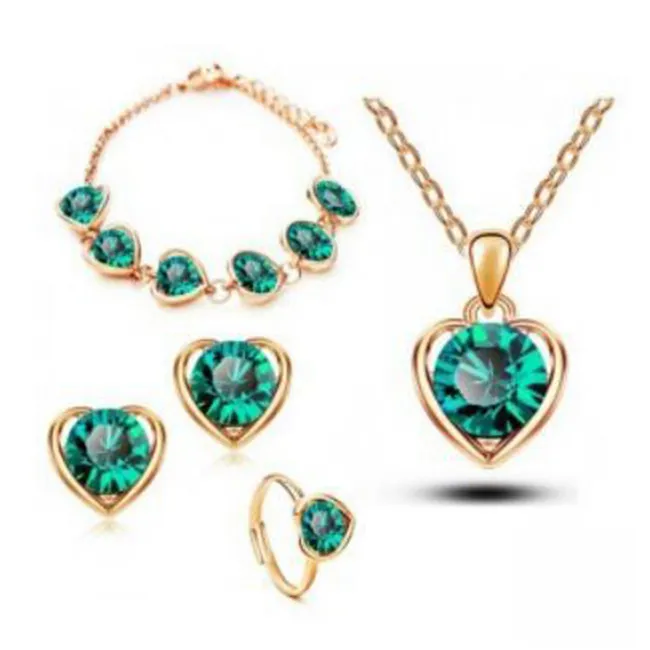 4pcs/set Women Rhinestone Fashion OL Jewelry Set With Crystal Pendant