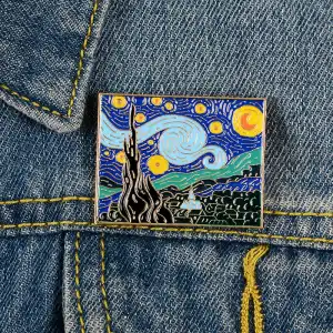 Unique Night Sky Pattern Design Geometric Brooch Unisex Alloy