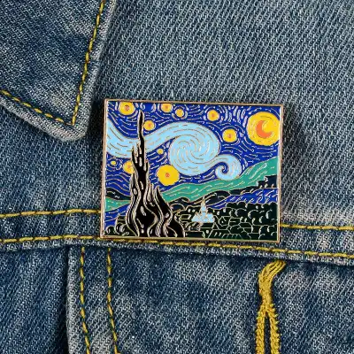 Unique Night Sky Pattern Design Geometric Brooch Unisex Alloy
