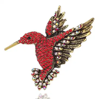 Unique Rhinestone Hummingbird Shaped Decorative Brooch for Women
