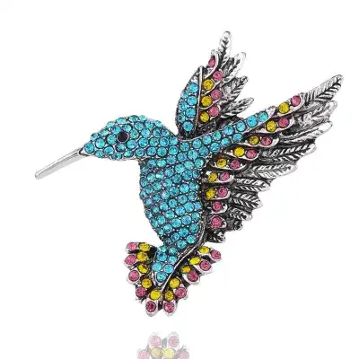 Unique Rhinestone Hummingbird Shaped Decorative Brooch for Women