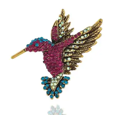 Unique Rhinestone Hummingbird Shaped Decorative Brooch for Women