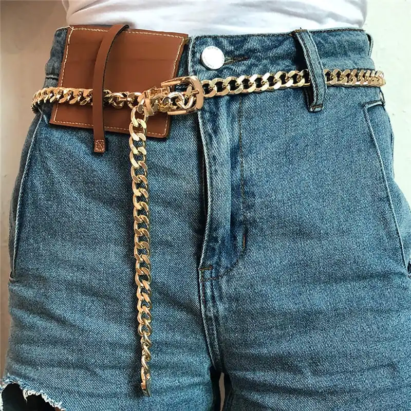 Women Minimalist Thick Chain Design Belt Body Chain, Aluminum Leisure Style