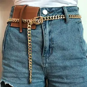 Women Minimalist Thick Chain Design Belt Body Chain, Aluminum Leisure Style