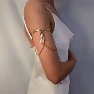 Women Minimalist Leaf Tassel Geometric Metal Arm Chain