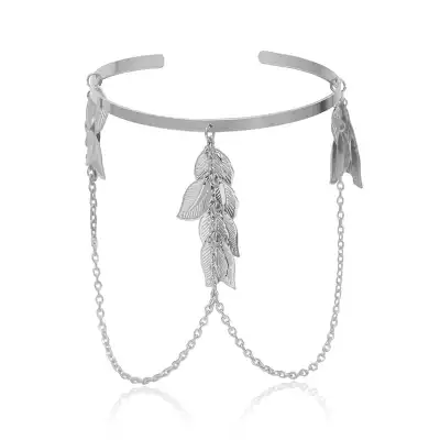 Women Minimalist Leaf Tassel Geometric Metal Arm Chain