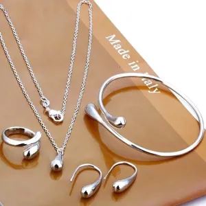 4pcs Women Minimalist Water Drop Shaped Alloy Jewelry Set