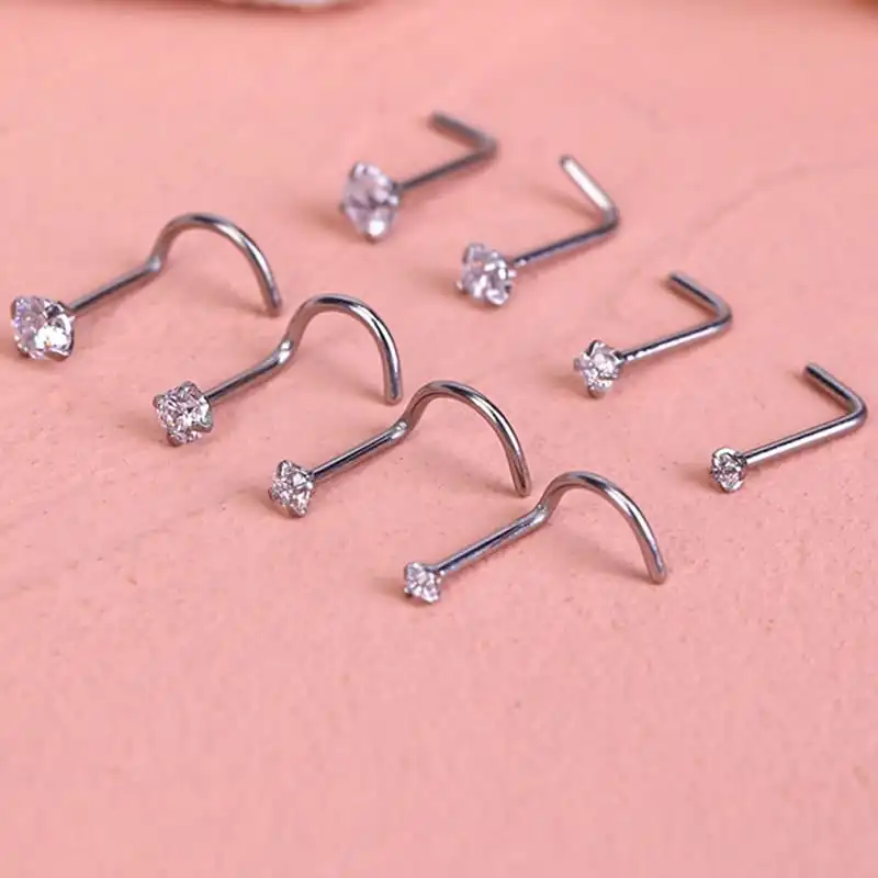 Unique Geometric Stainless Steel Nose Stud Piercing Jewelry Unisex