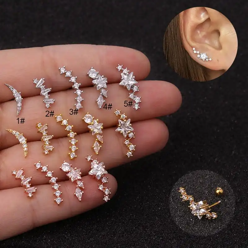 Women Fashion Zircon Star Decorative Ear Stud