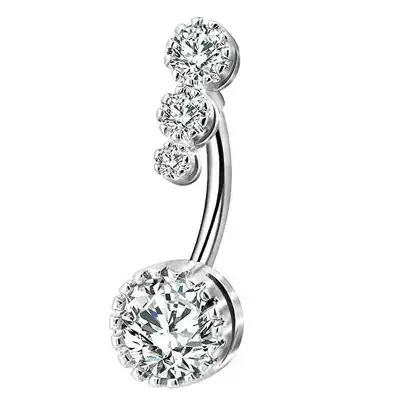 Women Fashion Stainless Steel Zircon Belly Button Nail