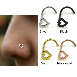 Unique Heart Shaped Stainless Steel Nose Ring Unisex Stud