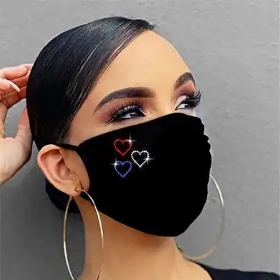 Fashion Rhinestone Decoration Mask Can Be Matched With Filter Element