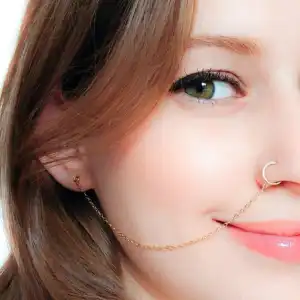 Unisex Geometric Exotic Metal Ear Hook Nose Ring Chain
