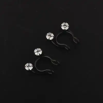 Women Fashion Rhinestone Decorative Nose Ring Stainless Steel Geometric Unisex