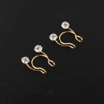 Women Fashion Rhinestone Decorative Nose Ring Stainless Steel Geometric Unisex