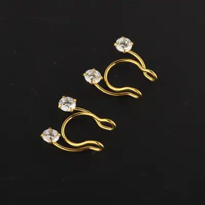 Women Fashion Rhinestone Decorative Nose Ring Stainless Steel Geometric Unisex