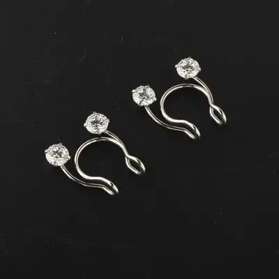 Women Fashion Rhinestone Decorative Nose Ring Stainless Steel Geometric Unisex