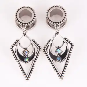 Women Unique Stainless Steel Geometric Ear Tunnels Plug Unisex Metal Pinna Body Jewelry