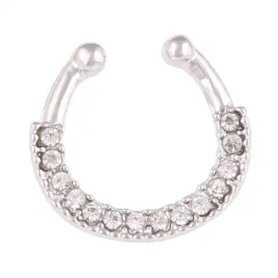 Fashion Rhinestone Decoration U-shaped Nose Ring Unisex Geometric Alloy