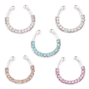 Fashion Rhinestone Decoration U-shaped Nose Ring Unisex Geometric Alloy