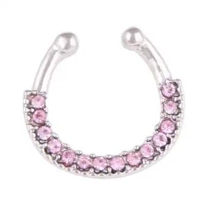 Fashion Rhinestone Decoration U-shaped Nose Ring Unisex Geometric Alloy