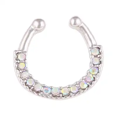 Fashion Rhinestone Decoration U-shaped Nose Ring Unisex Geometric Alloy