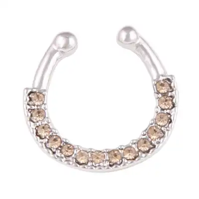 Fashion Rhinestone Decoration U-shaped Nose Ring Unisex Geometric Alloy