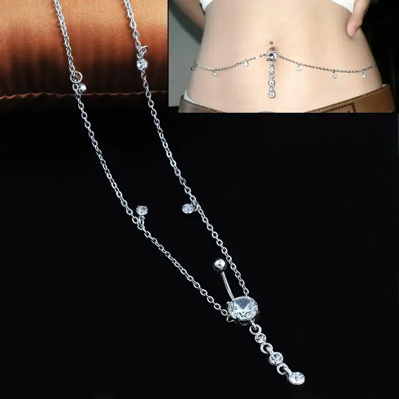 Fashion Zircon Teardrop Body Piercing Jewelry for Women Stainless Steel