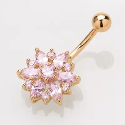 Fashion Zircon Decorative Body Piercing Jewelry for Women Copper Micro-Set Floral