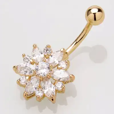 Fashion Zircon Decorative Body Piercing Jewelry for Women Copper Micro-Set Floral
