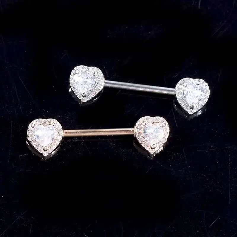 Fashion Heart Shape Zircon Decorative Stainless Steel Body Piercing Jewelry