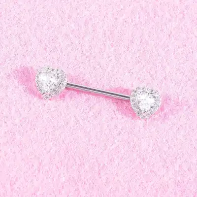 Fashion Heart Shape Zircon Decorative Stainless Steel Body Piercing Jewelry
