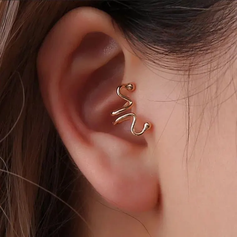Women Simple Solid Color Curves Shaped Design Fashion OL Metal Geometric Ear Clip