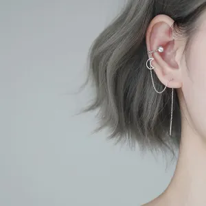 Minimalist Moonshaped Copper Zircon Decorative Ear Line for Women