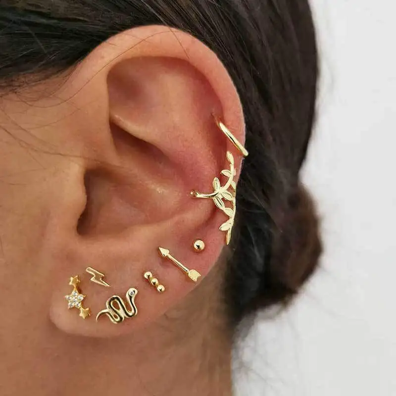 8pcs/set Women Fashion Geometry Design Ear Stud Set