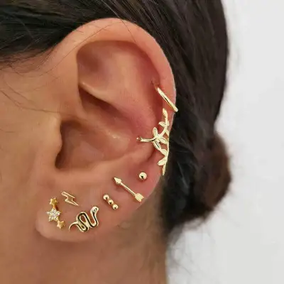 8pcs/set Women Fashion Geometry Design Ear Stud Set