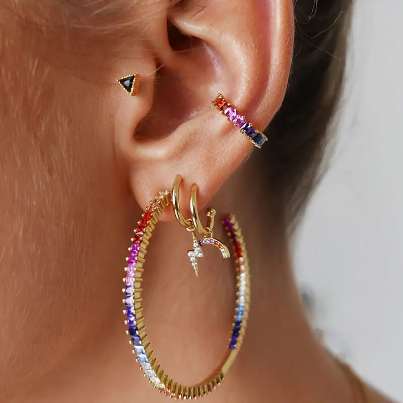 4pcs/set Women Fashion Rhinestone Decorative Earrings Set