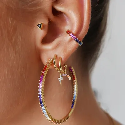 4pcs/set Women Fashion Rhinestone Decorative Earrings Set