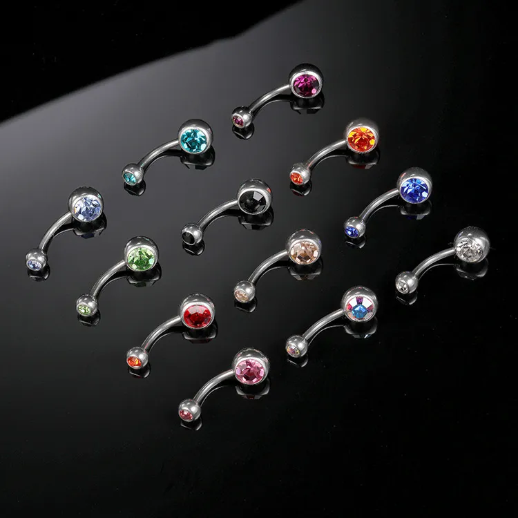 Women Simple Zircon Decorative Round Navel Nail Belly Ring
