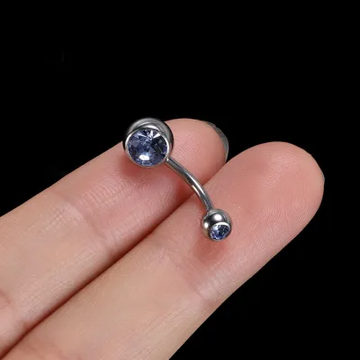 Women Simple Zircon Decorative Round Navel Nail Belly Ring