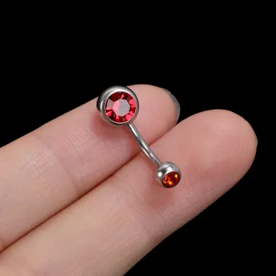 Women Simple Zircon Decorative Round Navel Nail Belly Ring