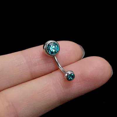 Women Simple Zircon Decorative Round Navel Nail Belly Ring