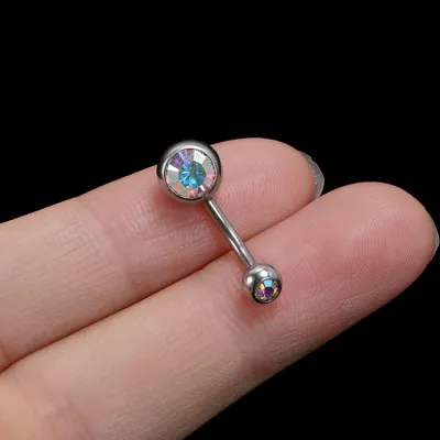Women Simple Zircon Decorative Round Navel Nail Belly Ring