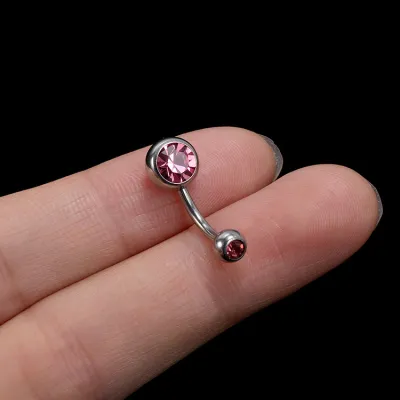 Women Simple Zircon Decorative Round Navel Nail Belly Ring